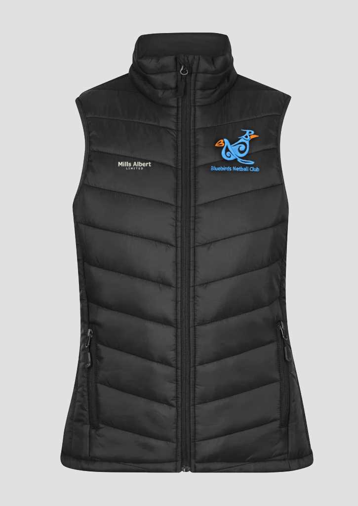 Bluebirds Netball Club Puffer Vest Black