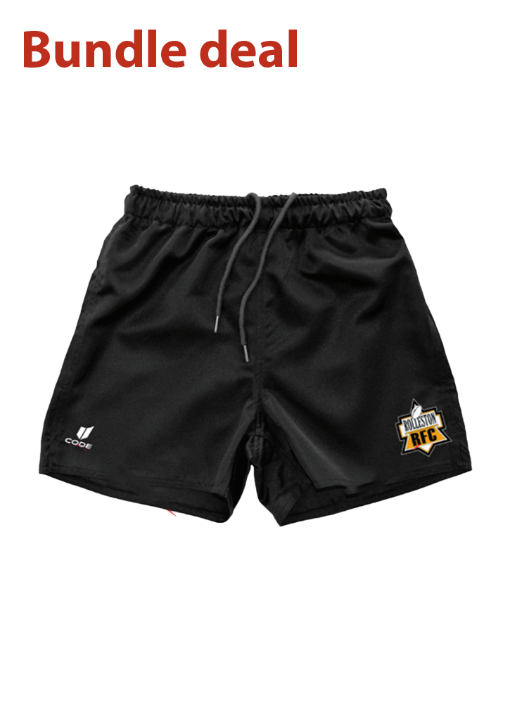 Rolleston RFC 2025 Ruk Rugby Short Black - Kids