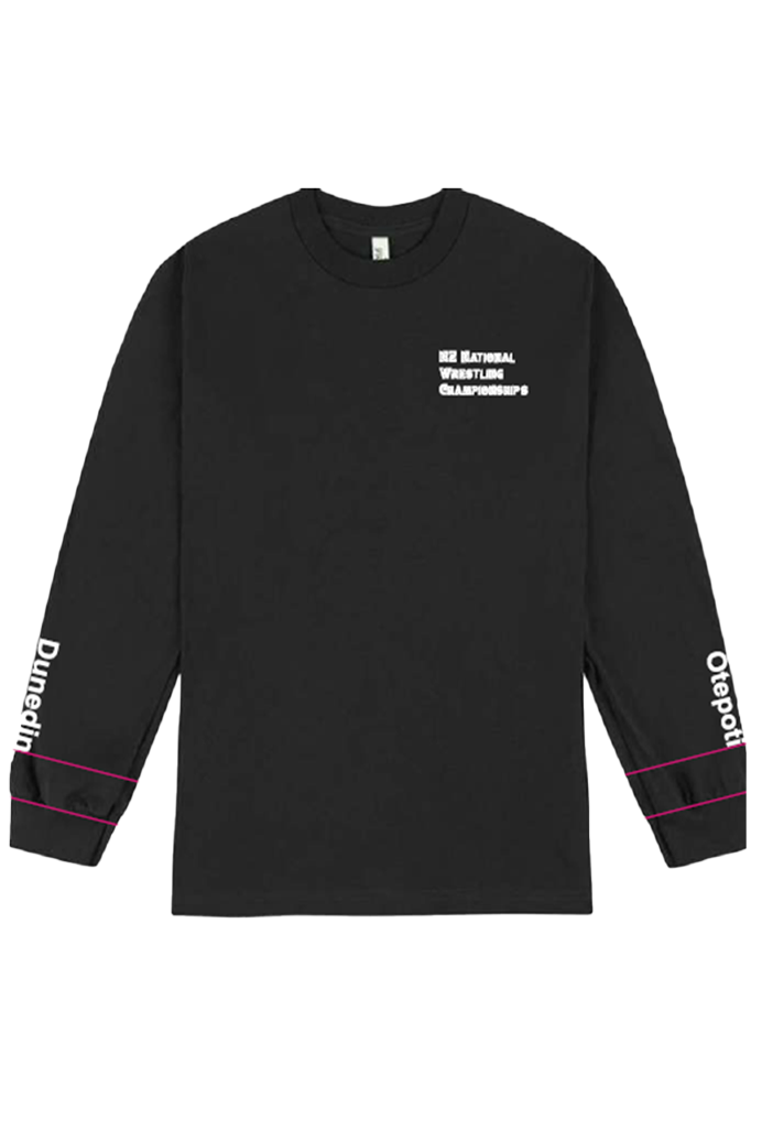 NZ Wrestling Champs '25 Long Sleeve Tee Black Youth